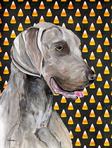 Weimaraner Candy Corn Halloween Portrait Flag Garden Size