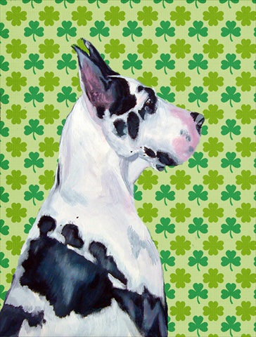 Great Dane St. Patricks Day Shamrock Portrait Flag Canvas House Size