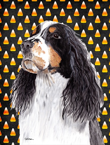 Springer Spaniel Candy Corn Halloween Portrait Flag Canvas House Size