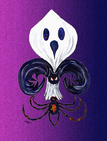 Halloween Ghost Fleur de lis Flag Garden Size