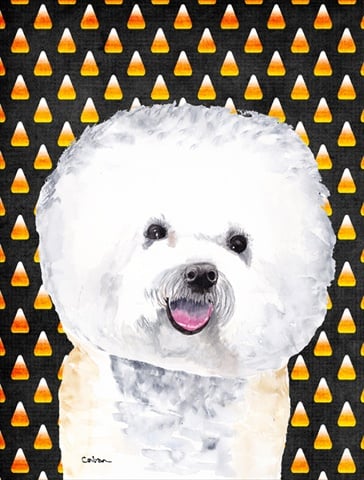 Bichon Frise Candy Corn Halloween Portrait Flag Garden Size