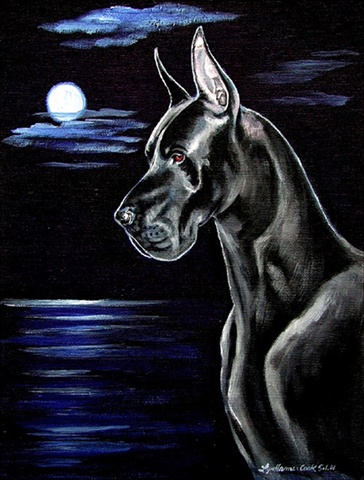 Moonlight Black Great Dane Flag Garden Size