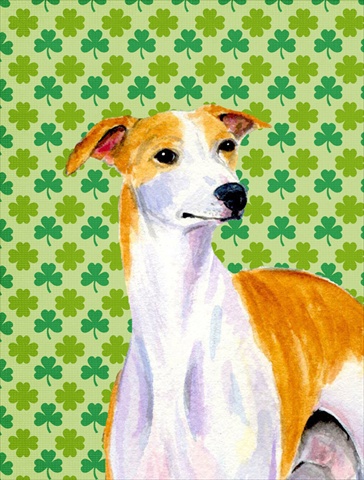 Whippet St. Patricks Day Shamrock Portrait Flag Canvas House Size