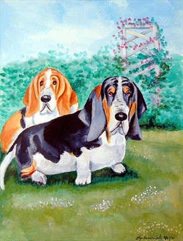 Basset Hound Double Trouble Flag Garden Size