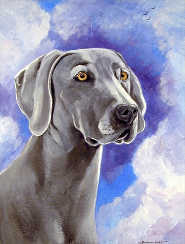 Azure Skies Weimaraner Flag Canvas House Size