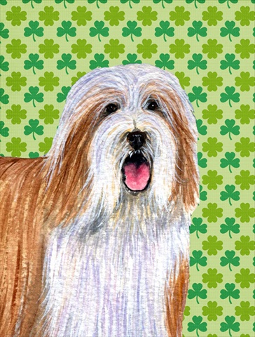Bearded Collie St. Patricks Day Shamrock Portrait Flag Canvas House Size