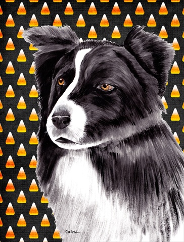 Border Collie Candy Corn Halloween Portrait Flag Garden Size