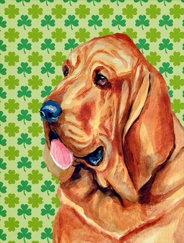Bloodhound St. Patricks Day Shamrock Portrait Flag Canvas House Size