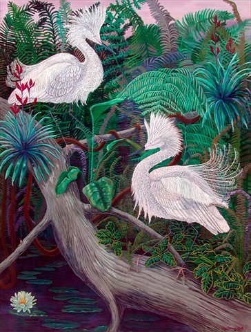 Bird - Egret Flag Canvas House Size