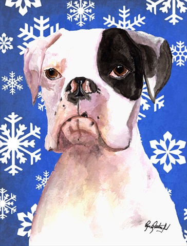 RDR3003CHF Cooper Winter Snowflakes Boxer Flag Canvas House Size
