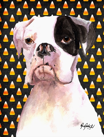 Cooper Candy Corn Boxer Halloween Flag Canvas House Size