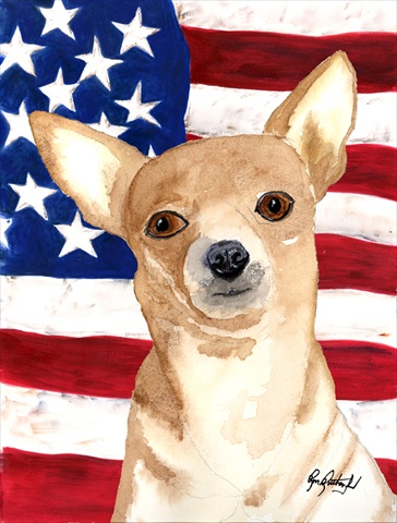 USA American Flag Chihuahua Flag Canvas House Size