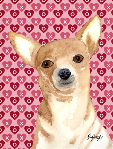Chihuahua Love and Hearts Flag Canvas House Size
