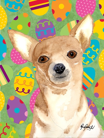 Eggravaganza Chihuahua Easter Flag Garden Size
