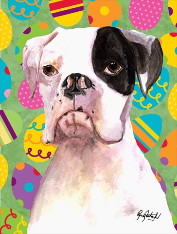 RDR3018GF Cooper Eggravaganza Boxer Easter Flag Garden Size