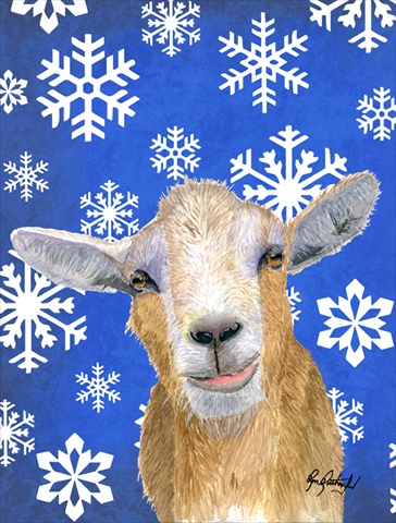 Winter Snowflakes Goat Winter Flag Canvas House Size