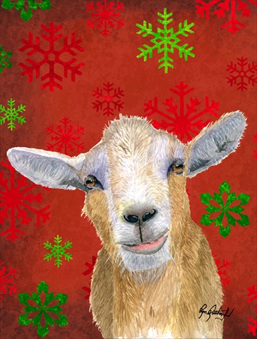Red Snowflakes Goat Christmas Flag Canvas House Size