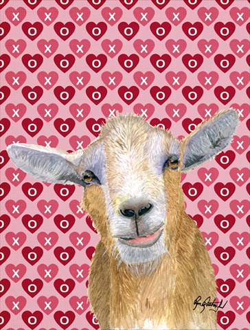 Hearts and Love Goat Flag Garden Size