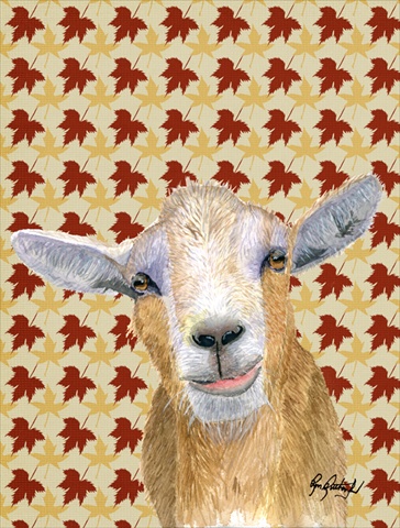 Fall Leaves Goat Flag Garden Size