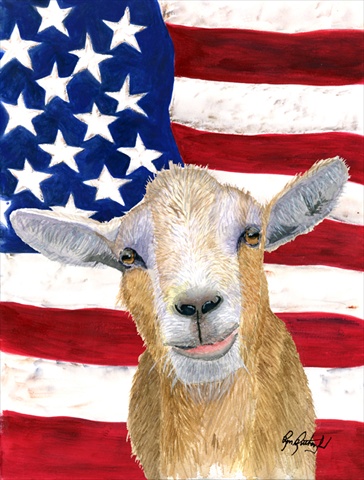 USA American Goat Flag Canvas House Size