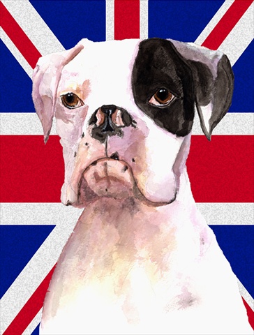 Boxer Cooper with English Union Jack British Flag Flag Garden Size