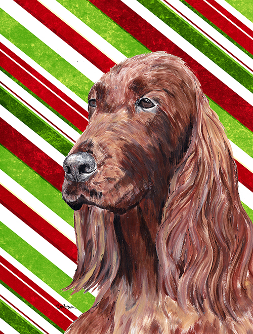 Irish Setter Candy Cane Christmas Flag Canvas House Size