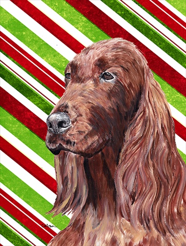 Irish Setter Candy Cane Christmas Flag Garden Size