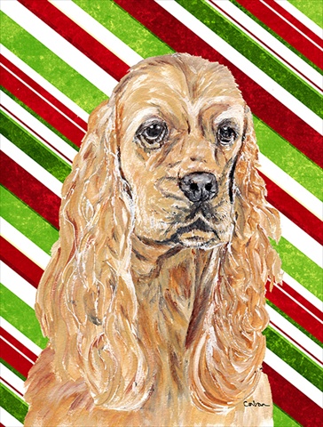 Cocker Spaniel Candy Cane Christmas Flag Canvas House Size