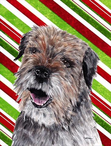 Border Terrier Candy Cane Christmas Flag Canvas House Size