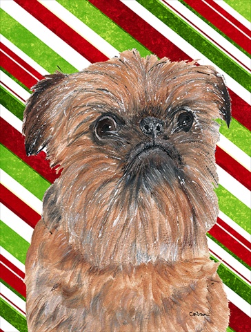 Brussels Griffon Candy Cane Christmas Flag Garden Size