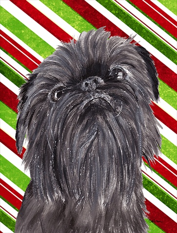 Brussels Griffon Candy Cane Christmas Flag Garden Size