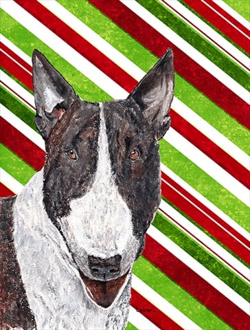 Bull Terrier Candy Cane Christmas Flag Canvas House Size