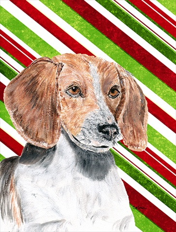 SC9621GF English Foxhound Candy Cane Christmas Flag Garden Size