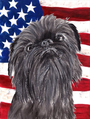 Brussels Griffon USA American Flag Flag Canvas House Size