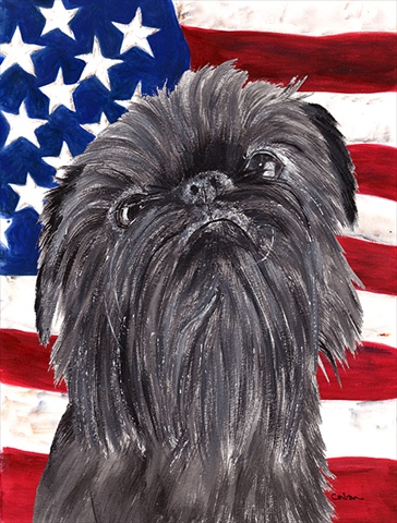 Brussels Griffon USA American Flag Flag Garden Size