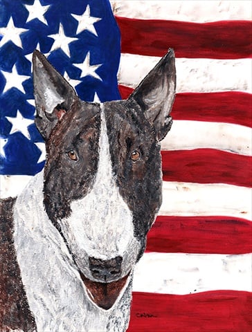 Bull Terrier USA American Flag Flag Garden Size