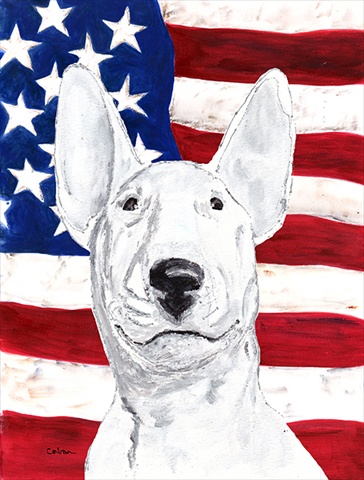 Bull Terrier USA American Flag Flag Garden Size