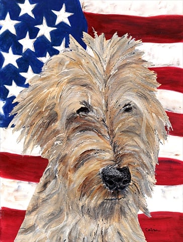 Goldendoodle USA American Flag Flag Canvas House Size