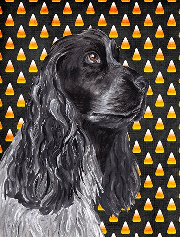 SC9526CHF Cocker Spaniel Halloween Candy Corn Flag Canvas House Size