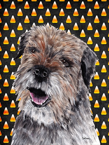Border Terrier Halloween Candy Corn Flag Canvas House Size