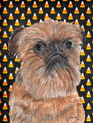 Brussels Griffon Halloween Candy Corn Flag Garden Size