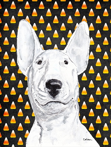 Bull Terrier Halloween Candy Corn Flag Canvas House Size
