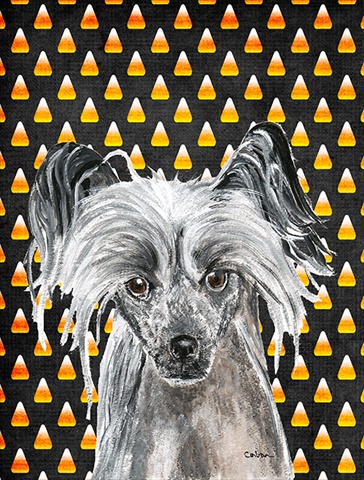 Chinese Crested Halloween Candy Corn Flag Canvas House Size