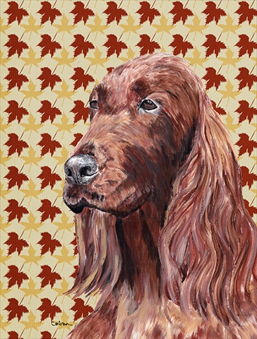 Irish Setter Fall Leaves Flag Garden Size
