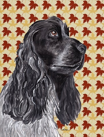 SC9540CHF Cocker Spaniel Fall Leaves Flag Canvas House Size