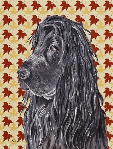 English Cocker Spaniel Fall Leaves Flag Garden Size