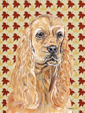 Cocker Spaniel Fall Leaves Flag Canvas House Size