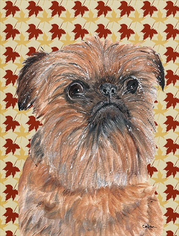 Brussels Griffon Fall Leaves Flag Garden Size