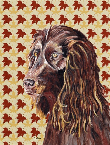 Boykin Spaniel Fall Leaves Flag Canvas House Size
