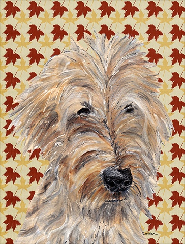 Goldendoodle Fall Leaves Flag Canvas House Size